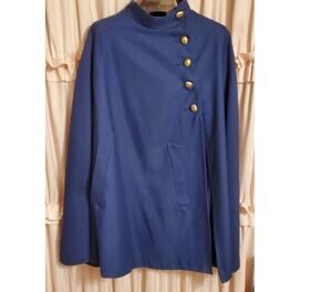 Vintage 60s Jerold Nurse Coat Cape Mini Navy Military Domed Buttons Mod Go-Go